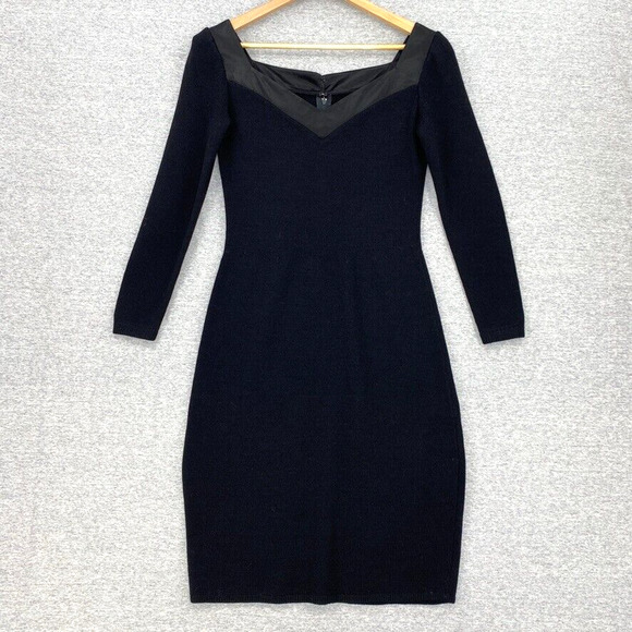 St John Dress Womens 4 Maria Gray Black Santana Knit Evening Formal Sexy - Picture 1 of 12